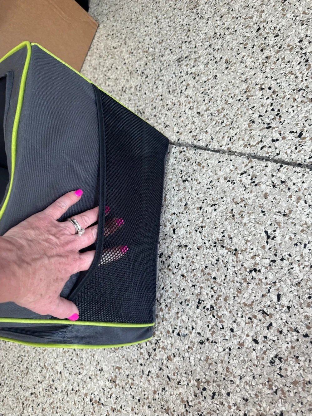 Gray and Lime Pet booster seat Carrier Travel Bag